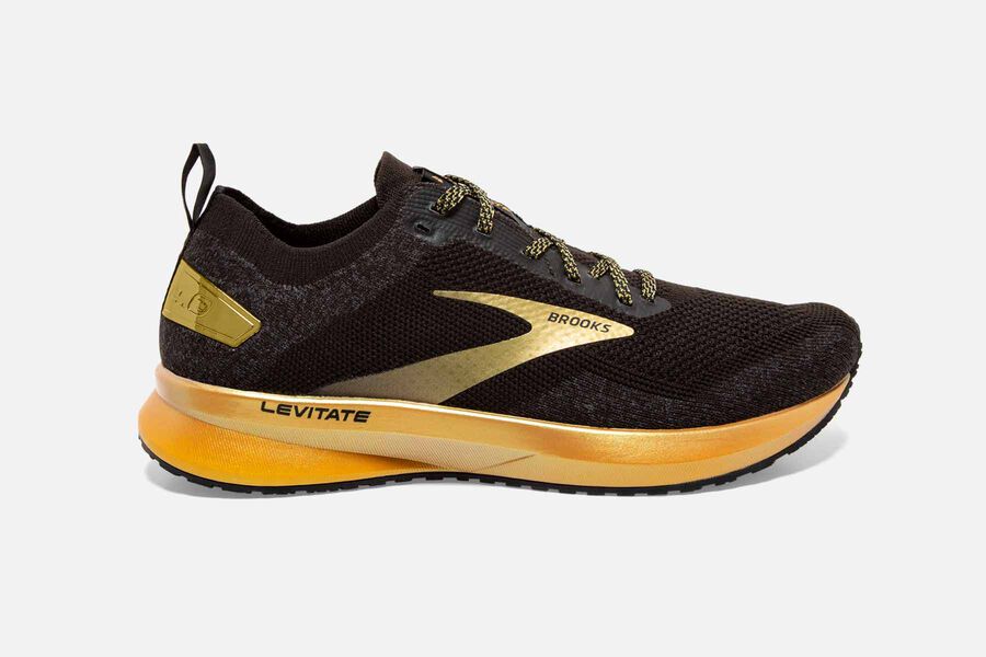 Brooks Levitate 4 Womens UK - Road Running Shoes - Black/Gold 054-OEHSWV